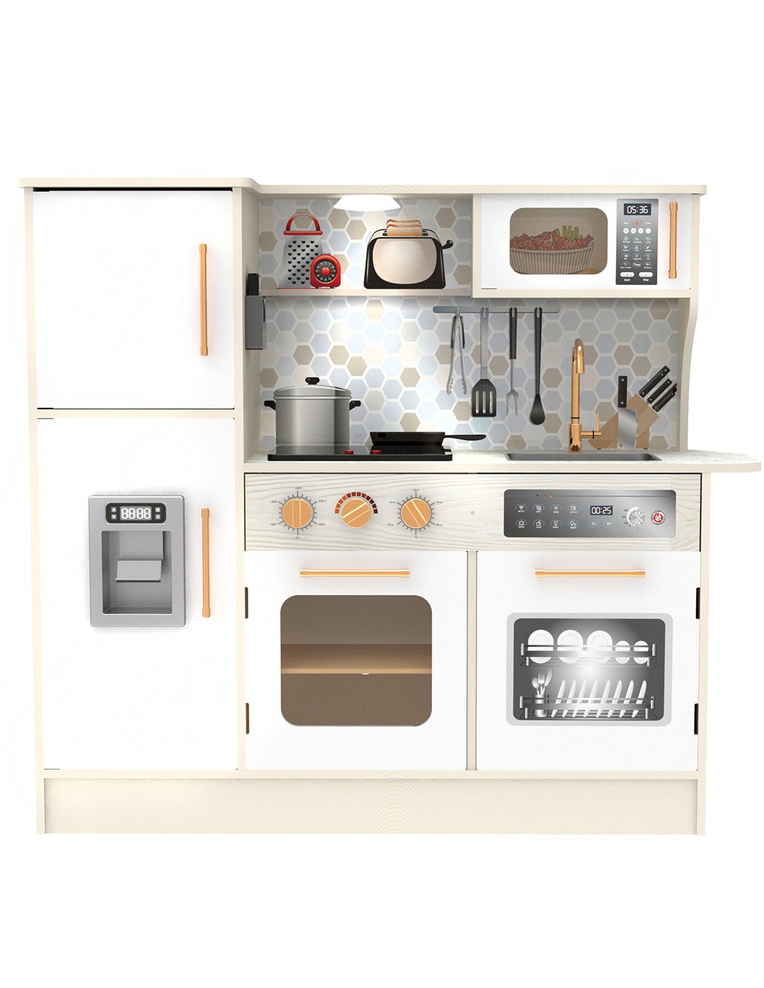 Big wooden kitchen to play, white - MoonyBoon