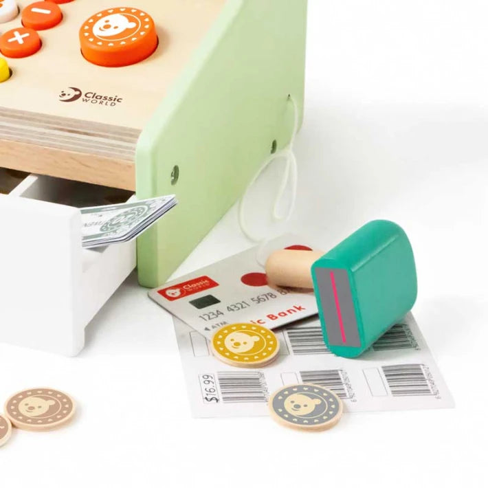 Wooden cash register - a toy with accessories - MoonyBoon