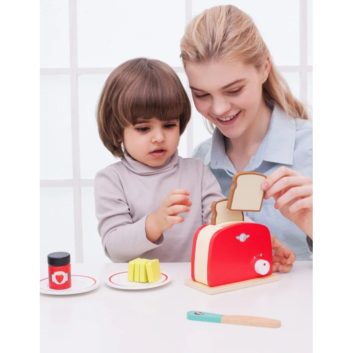 Wooden toy toaster- red - MoonyBoon
