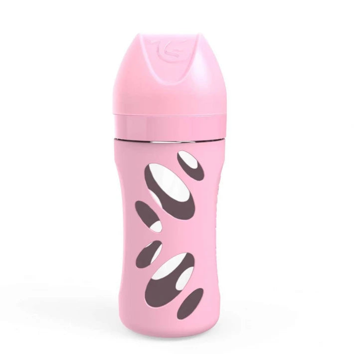 Anti-Colic Glass Bottle Twistshake 260 ml. Pink - MoonyBoon